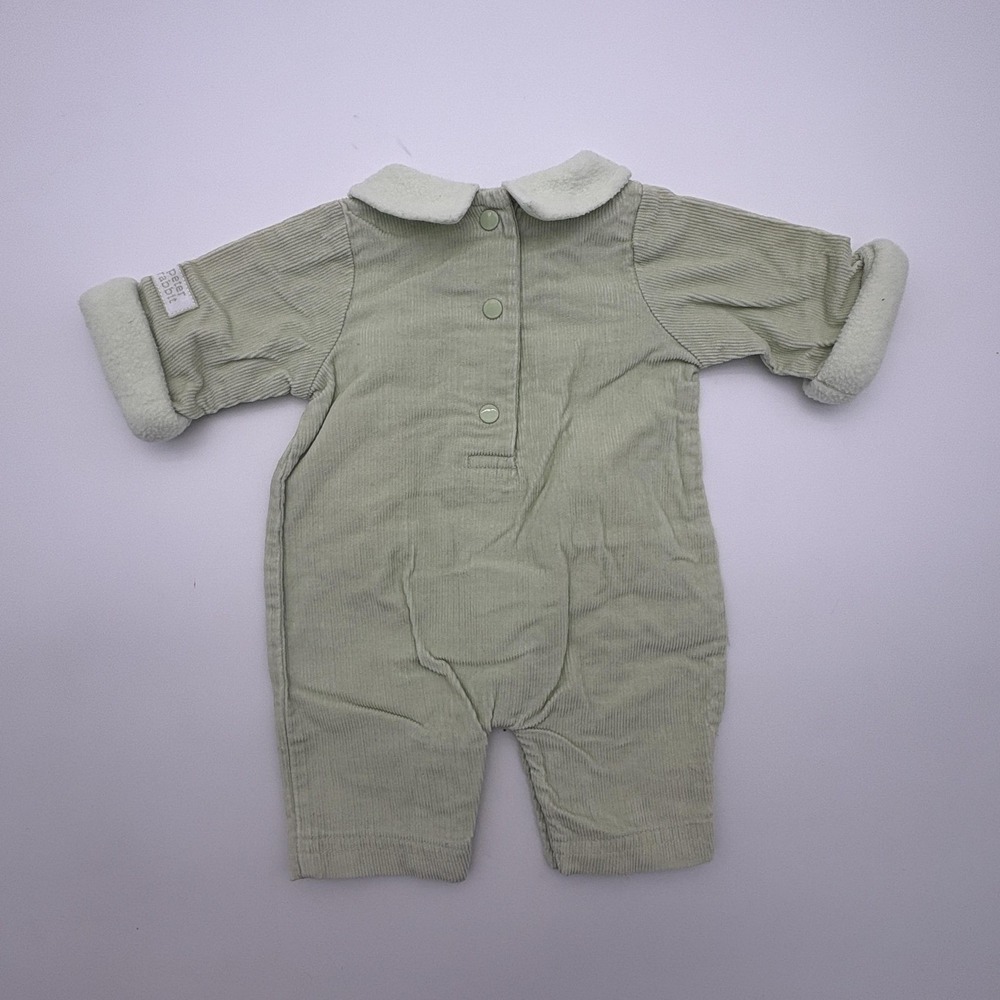 Peter Rabbit Coverall Boys Preemie Green Corduroy Bunny Lined Snap One Piece